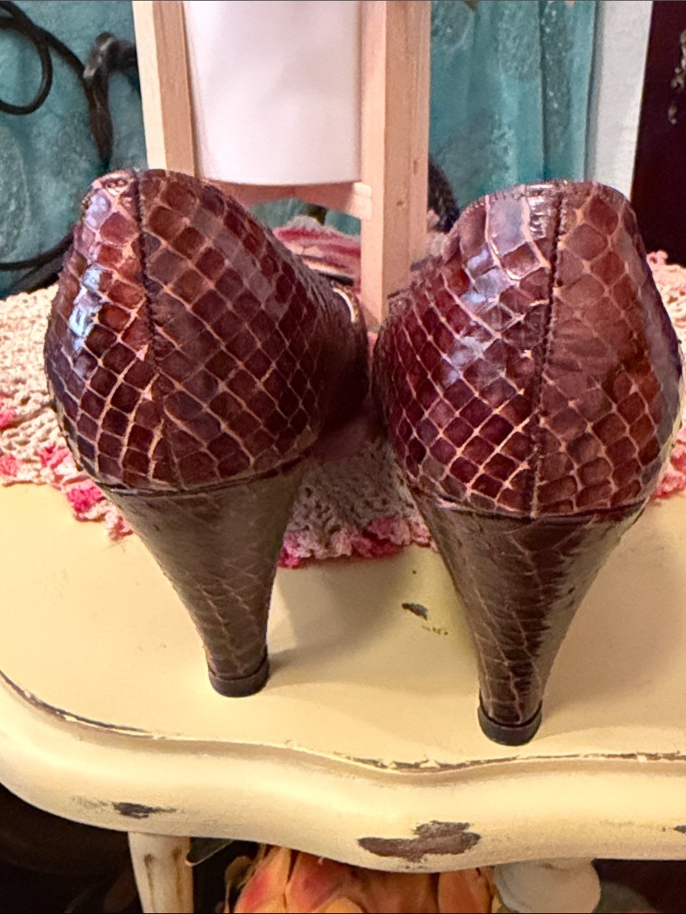 ๐๐๐BOGOHO๐๐๐Gamins Brown Snakeskin-Pattern Heels for Women-9 - Picture 8 of 10